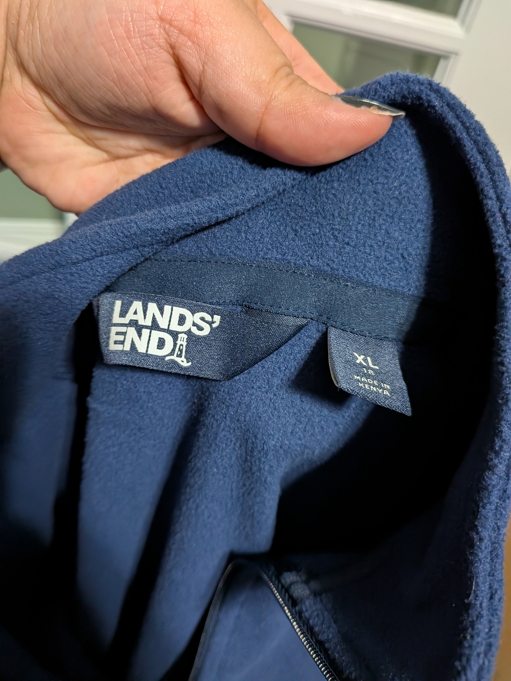 Lands End Womens Navy Quarter-Zip Fleece Pullover Jacket Size XL Blue Activewear - Picture 3 of 3